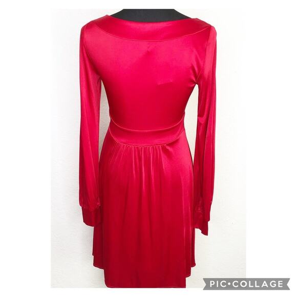 BCBGMaxazria red scoop neck long sleeve empire waist dress size Small NWT - Picture 5 of 13